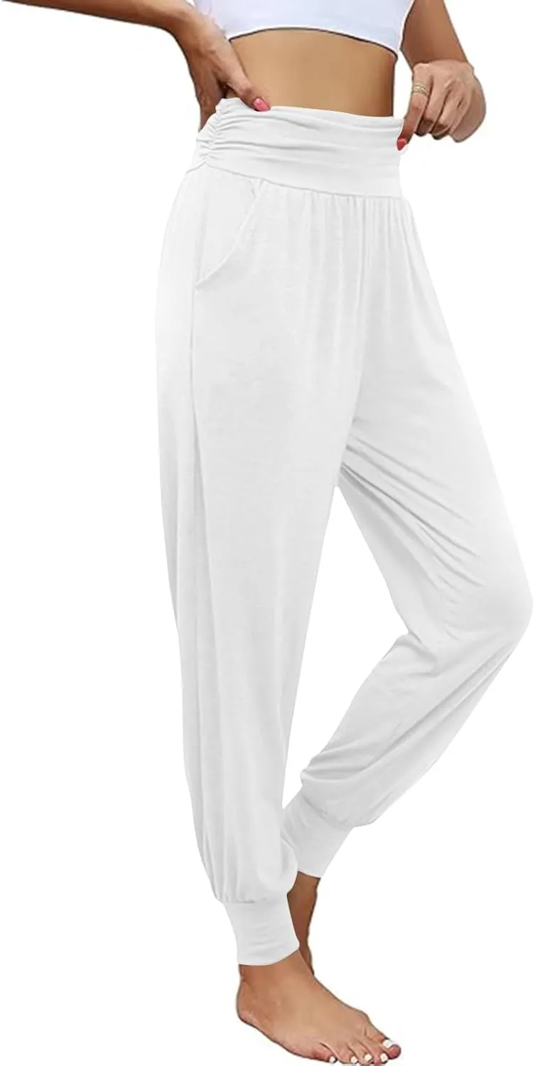 2 Pack Womens Yoga Jogger Pants with Side Pockets Sweatpants Lounge Lightweight Pants for Workout Running Yoga