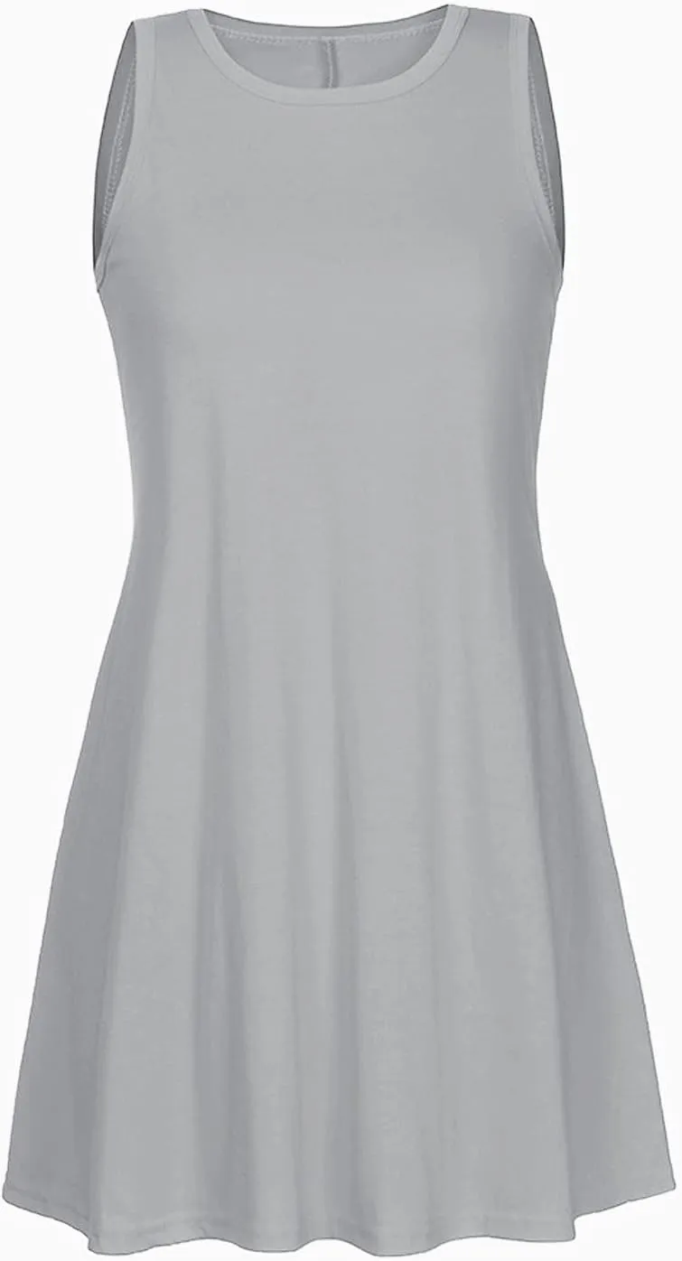 2025 Women Casual Pockets Sundress Sleeveless Loose Tank Mini Dress Swing Flowy Beach Sundresses Vacation Outfits