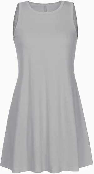 2025 Women Casual Pockets Sundress Sleeveless Loose Tank Mini Dress Swing Flowy Beach Sundresses Vacation Outfits