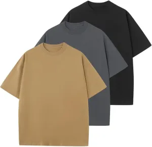 3 Pcs Men's Cotton T-Shirts Oversized Tshirts Unisex Basic Tees Loose Fit Solid Athletic Lightweight Tops