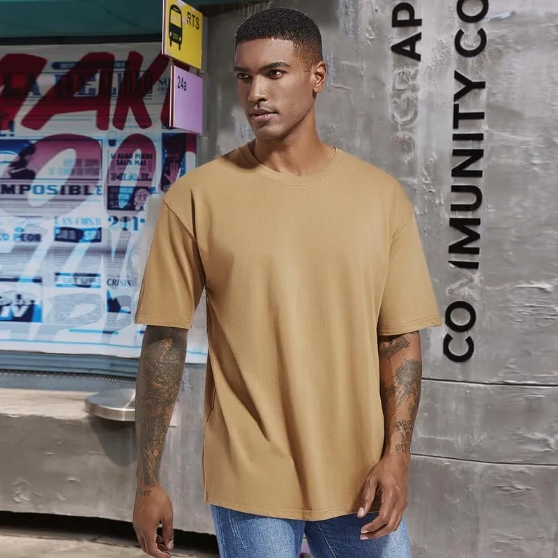 3 Pcs Men's Cotton T-Shirts Oversized Tshirts Unisex Basic Tees Loose Fit Solid Athletic Lightweight Tops