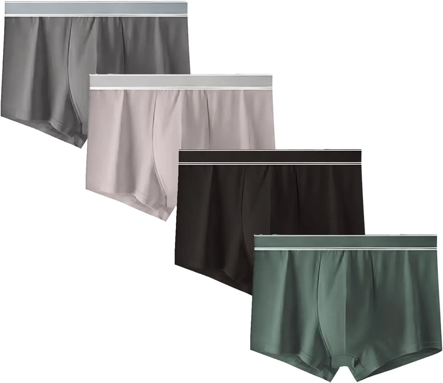4 Pack Underpants for Men Cotton Solid Color Quick Dry Boxer Briefs Underwear,Big and Tall Lounge Shorts,Comfortable