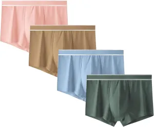 4 Pack Underpants for Men Cotton Solid Color Quick Dry Boxer Briefs Underwear,Big and Tall Lounge Shorts,Comfortable