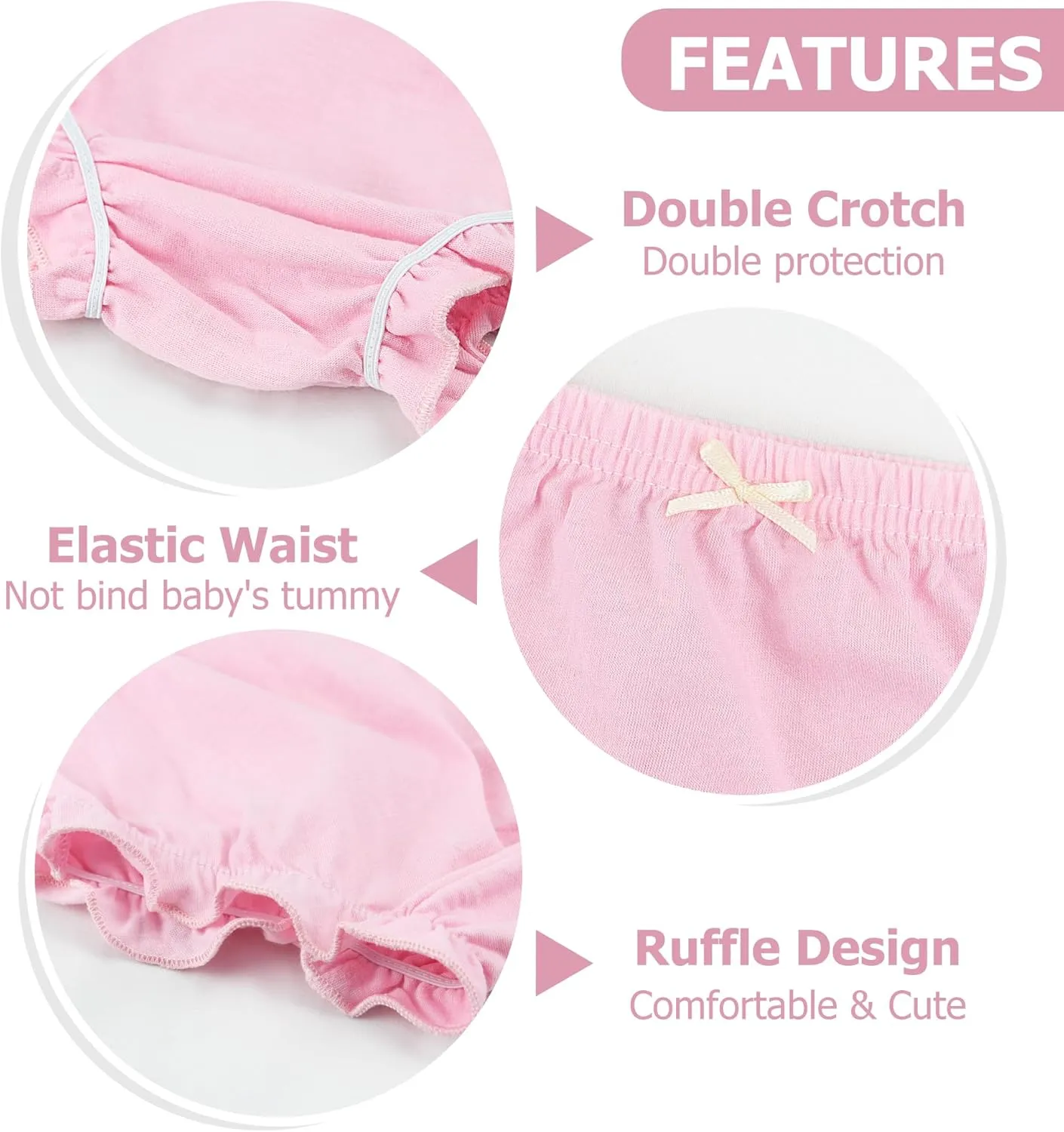 4 Pcs Baby Bloomers for Toddler Girls Newborn Diaper Covers for Girls Cotton Briefs Shorts Underwear
