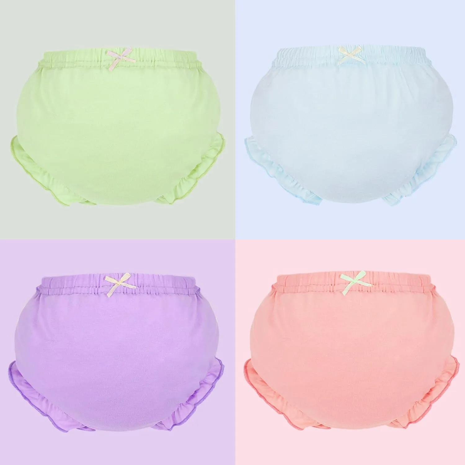 4 Pcs Baby Bloomers for Toddler Girls Newborn Diaper Covers for Girls Cotton Briefs Shorts Underwear
