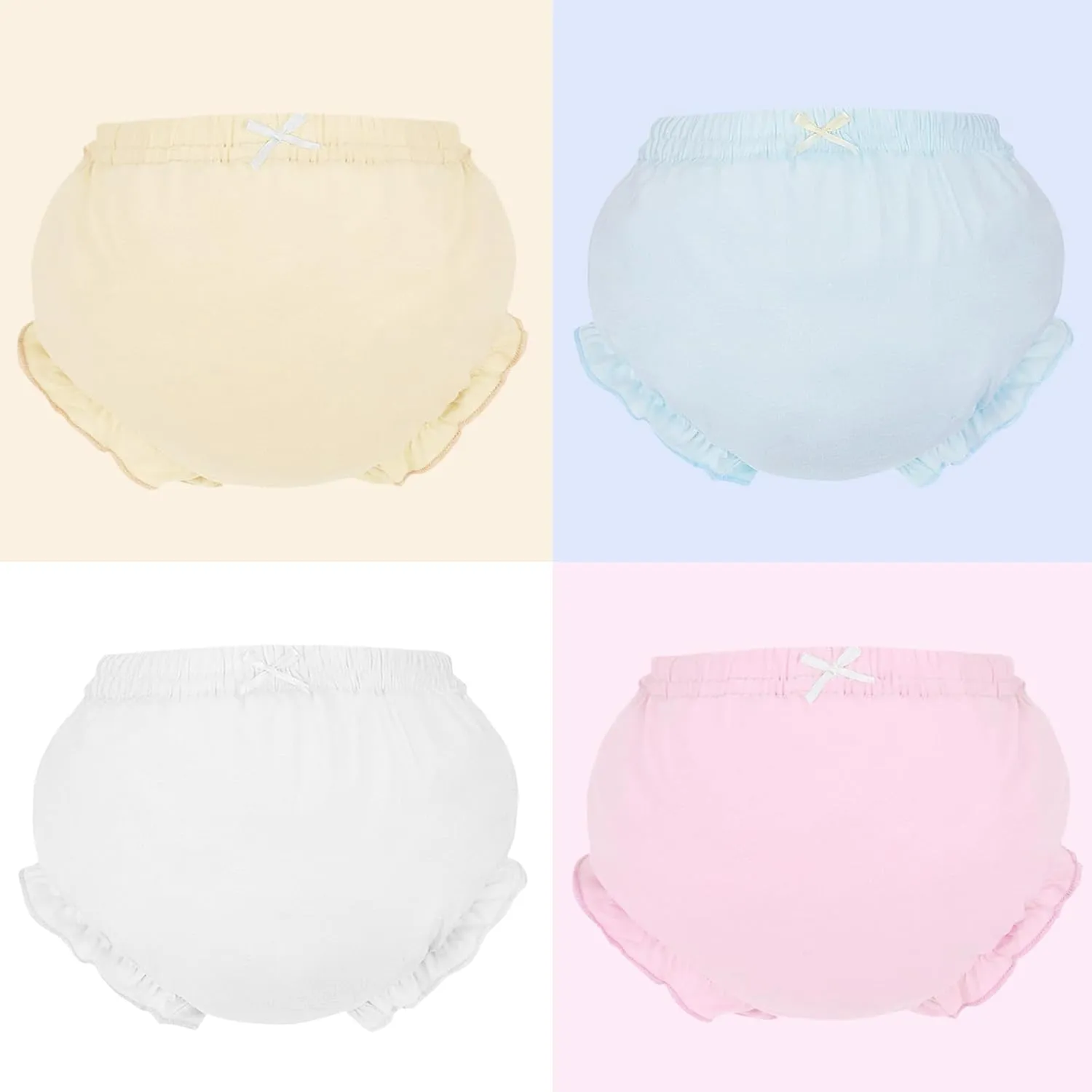 4 Pcs Baby Bloomers for Toddler Girls Newborn Diaper Covers for Girls Cotton Briefs Shorts Underwear