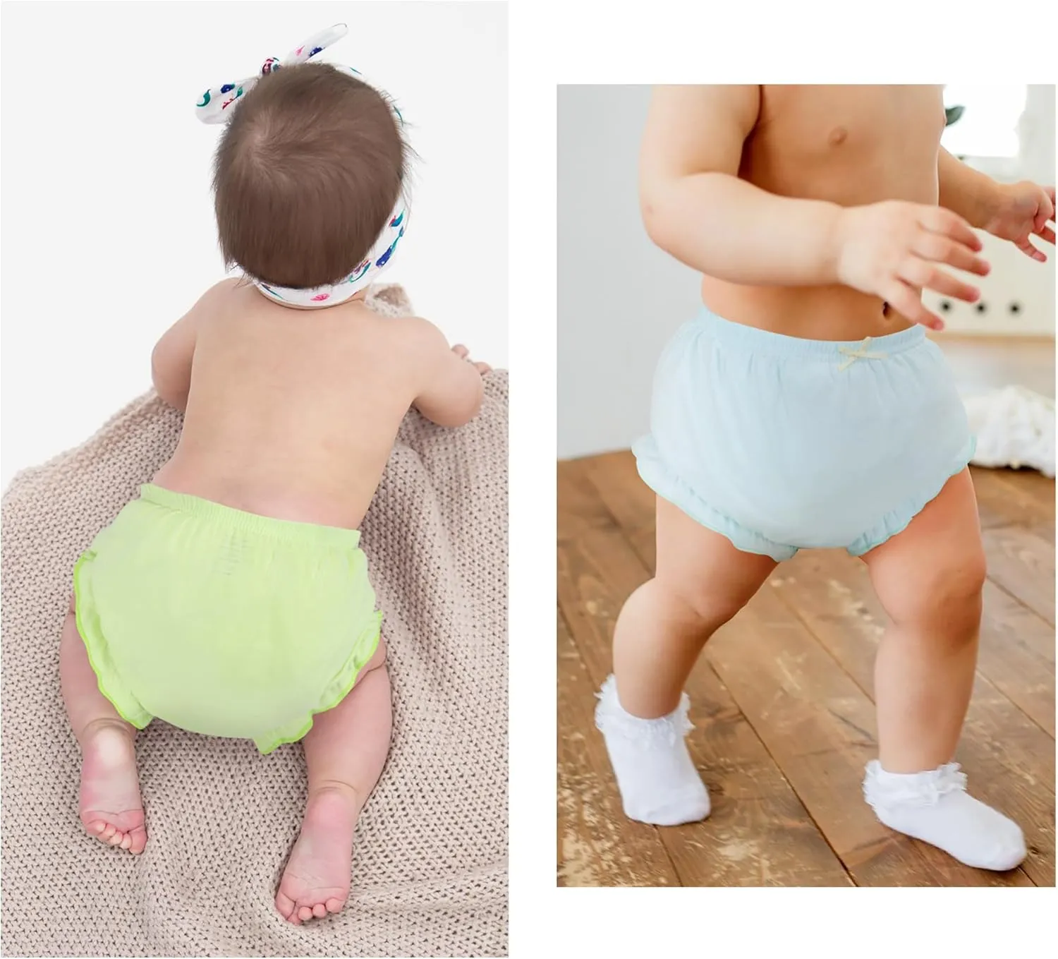 4 Pcs Baby Bloomers for Toddler Girls Newborn Diaper Covers for Girls Cotton Briefs Shorts Underwear