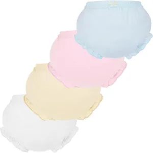 4 Pcs Baby Bloomers for Toddler Girls Newborn Diaper Covers for Girls Cotton Briefs Shorts Underwear