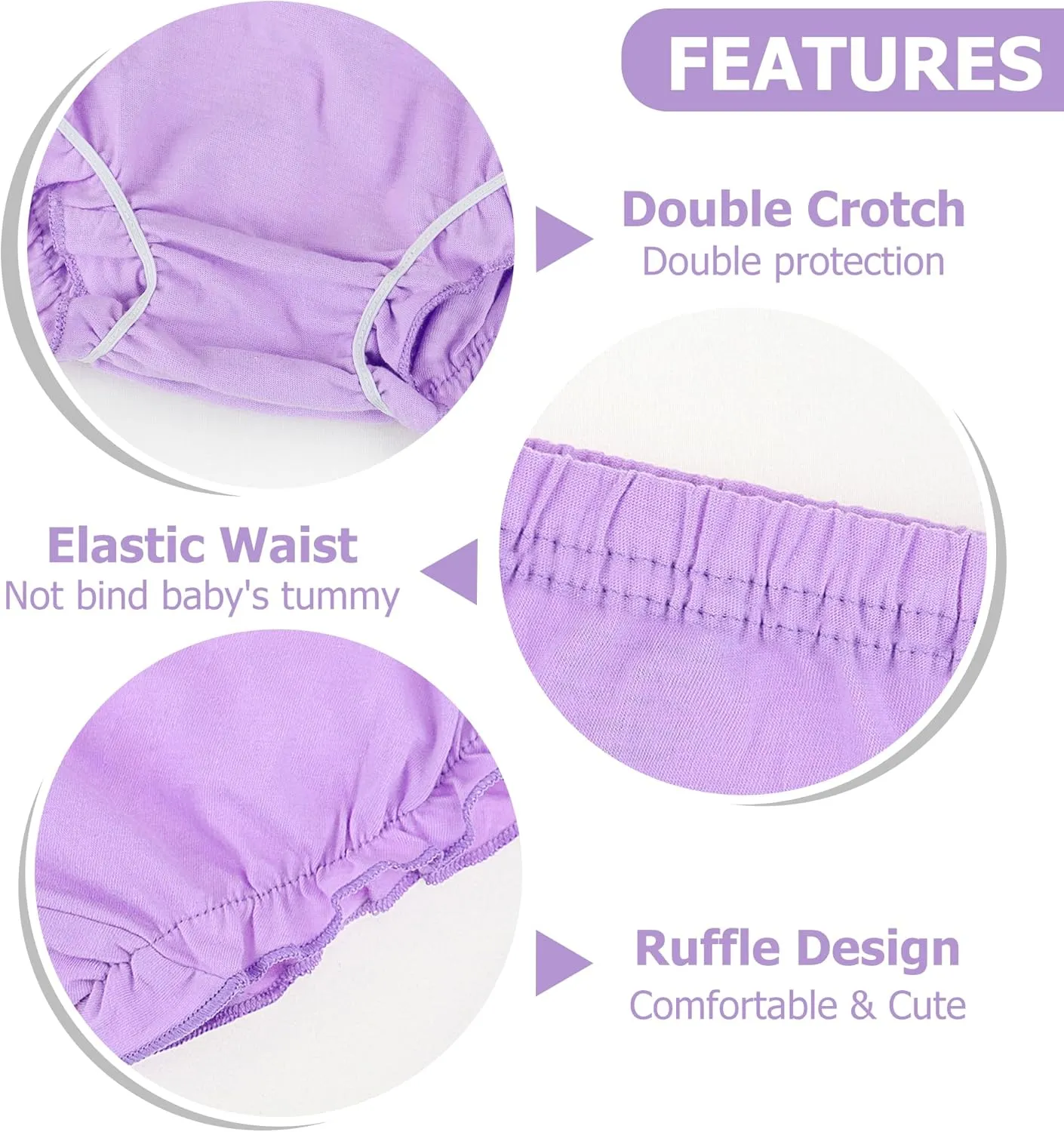 4 Pcs Baby Bloomers for Toddler Girls Newborn Diaper Covers for Girls Cotton Briefs Shorts Underwear