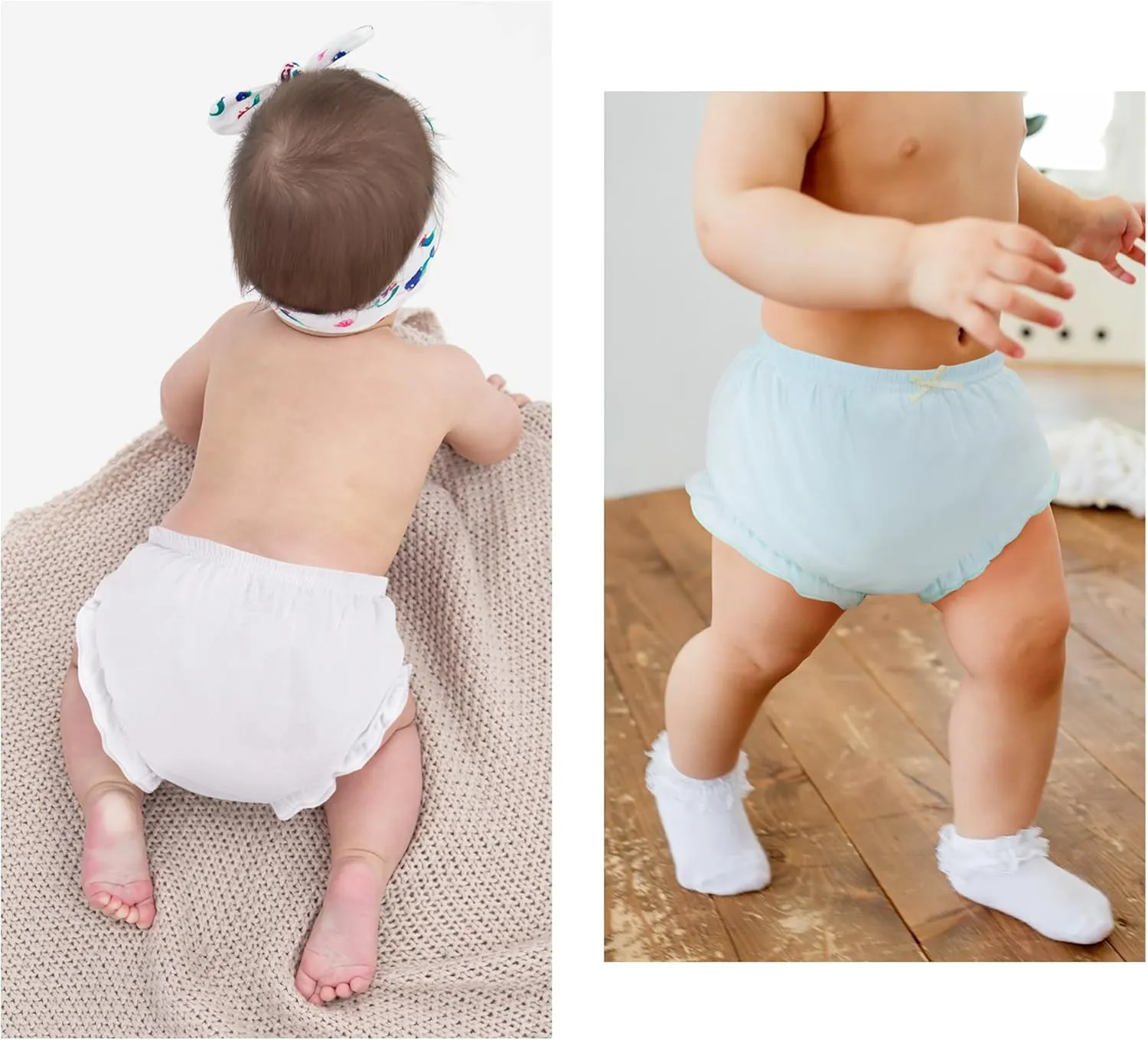 4 Pcs Baby Bloomers for Toddler Girls Newborn Diaper Covers for Girls Cotton Briefs Shorts Underwear