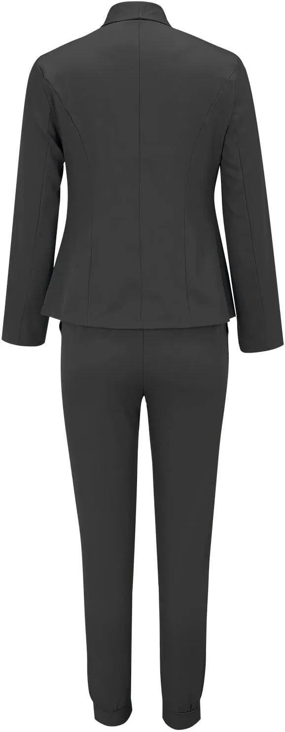 Aniywn Work Dresses for Women Business Office Elegant Bodycon Suits 2 Piece Set Open Front Blazers Coat and Slim Fit Pants