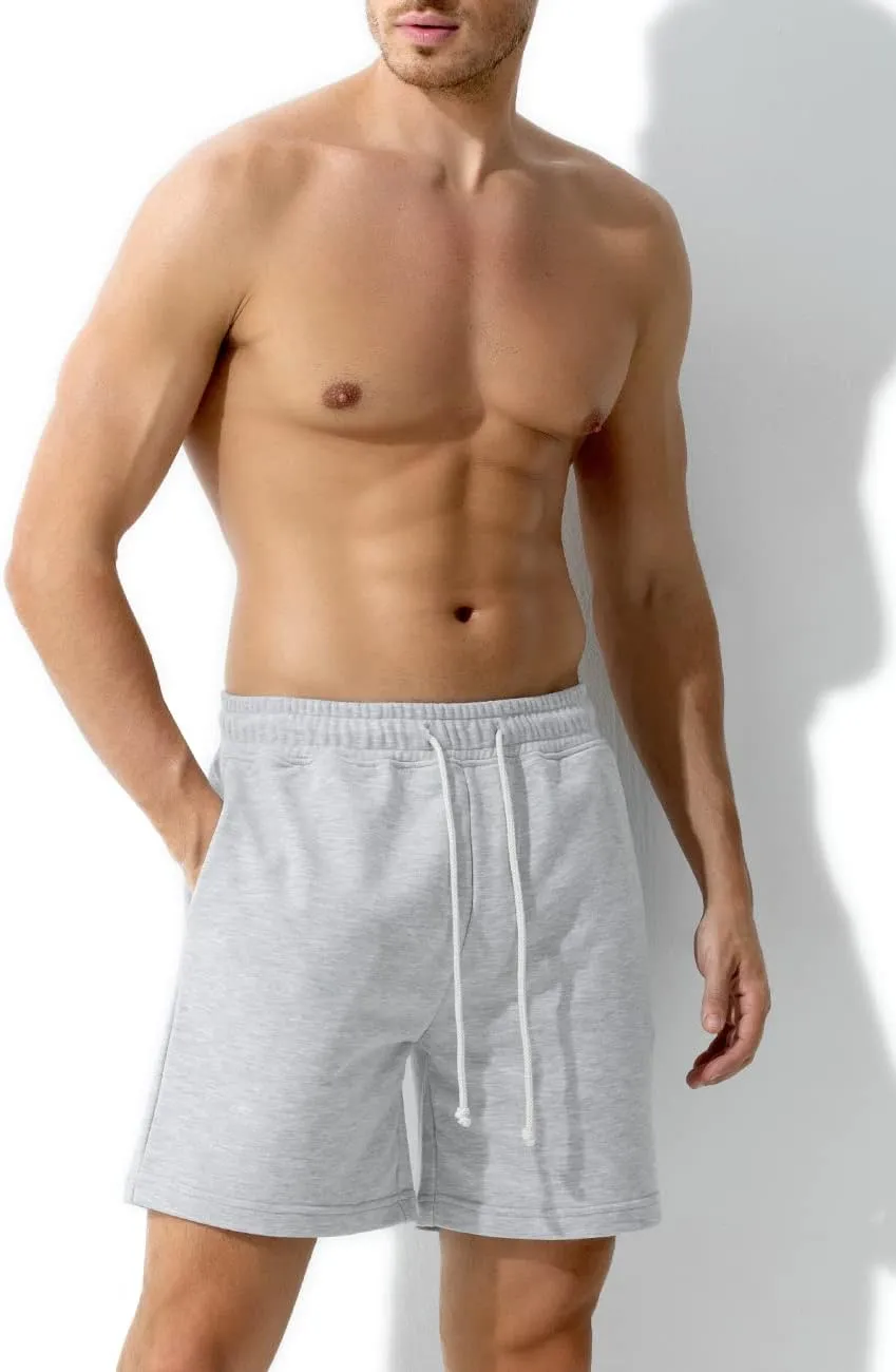 Arjen Kroos Men's Sweat Cotton Lounge Shorts with Pockets 7 Inch Running Shorts