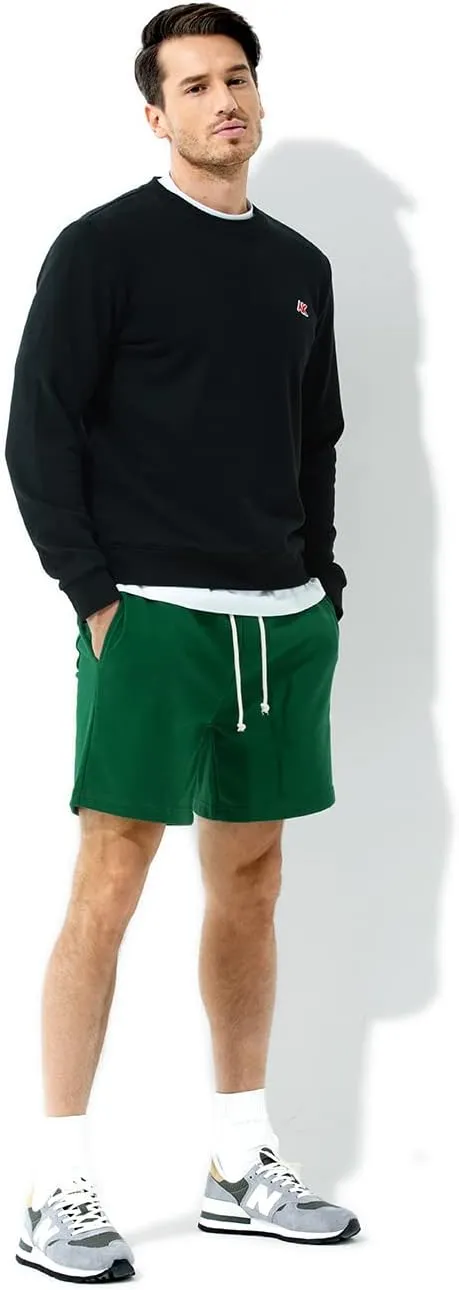 Arjen Kroos Men's Sweat Cotton Lounge Shorts with Pockets 7 Inch Running Shorts