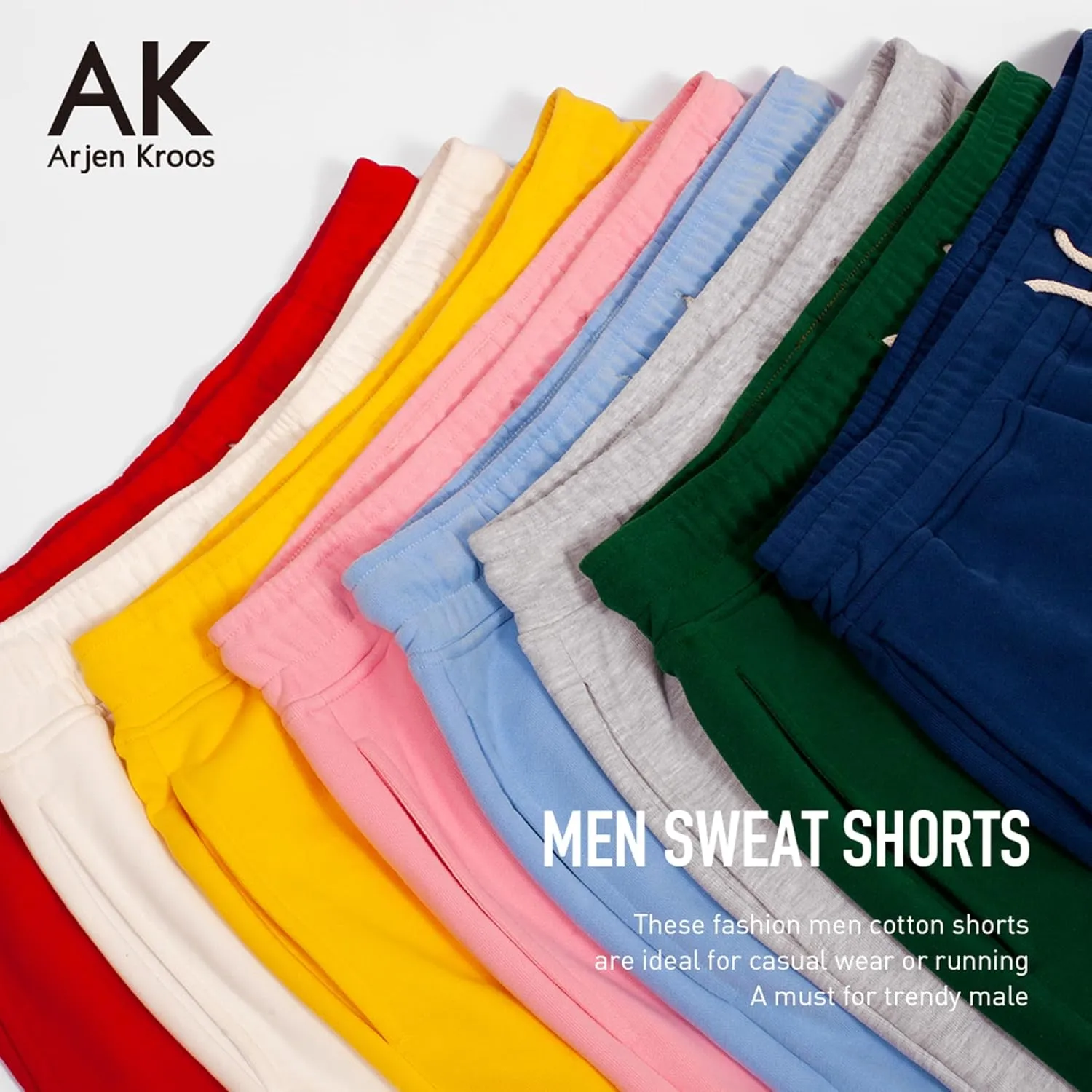 Arjen Kroos Men's Sweat Cotton Lounge Shorts with Pockets 7 Inch Running Shorts