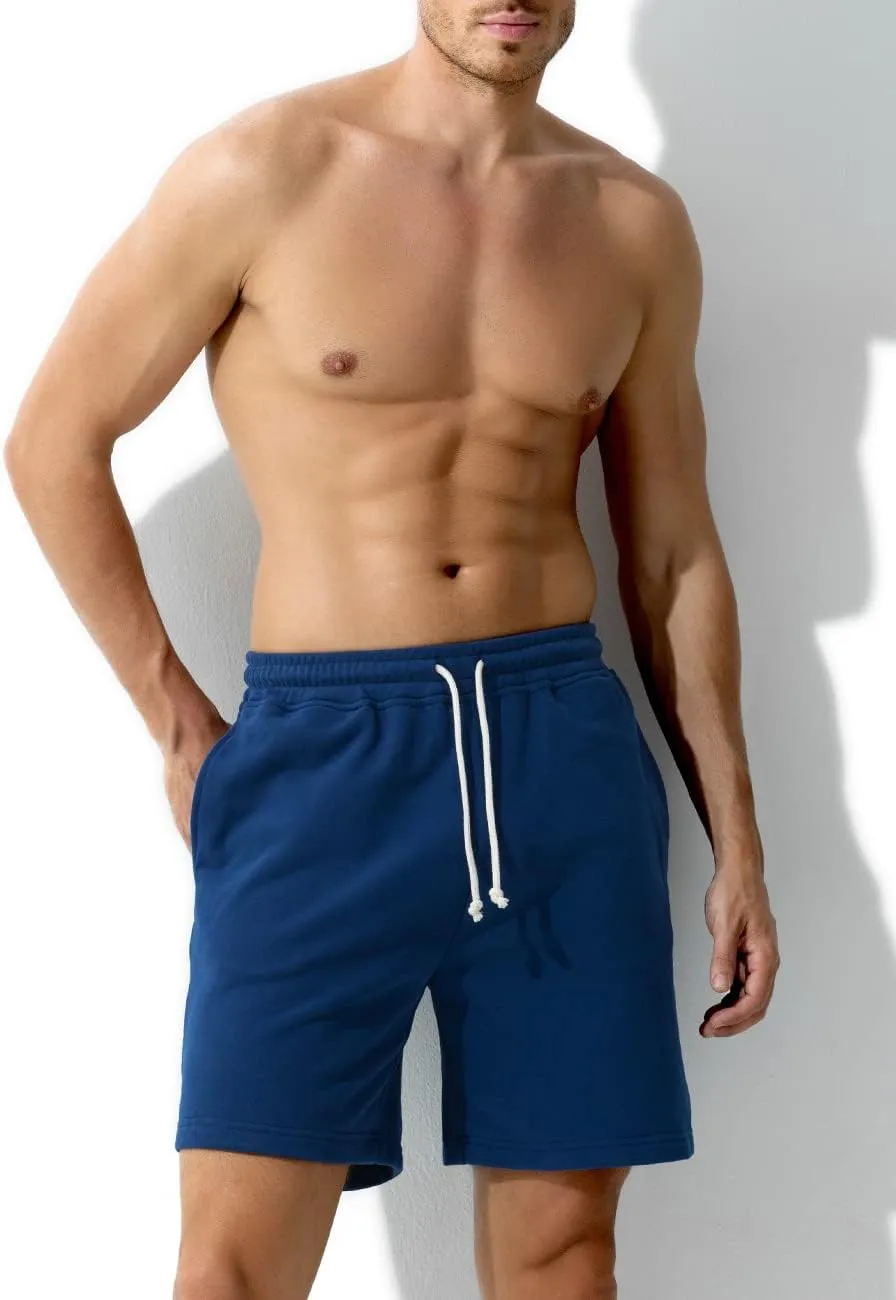 Arjen Kroos Men's Sweat Cotton Lounge Shorts with Pockets 7 Inch Running Shorts