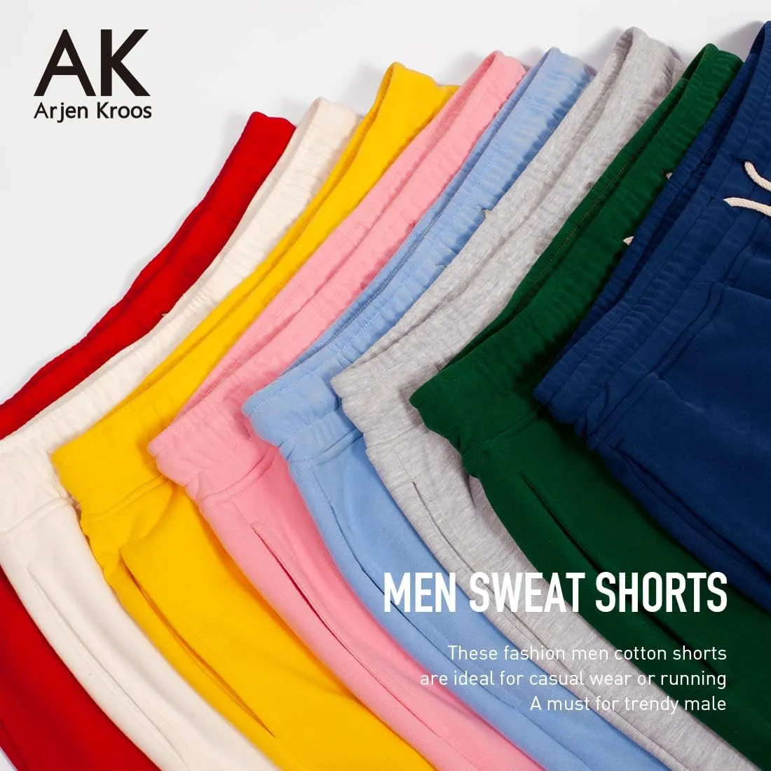 Arjen Kroos Men's Sweat Cotton Lounge Shorts with Pockets 7 Inch Running Shorts