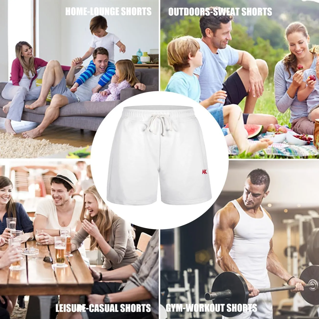 Arjen Kroos Men's Sweat Cotton Lounge Shorts with Pockets 7 Inch Running Shorts