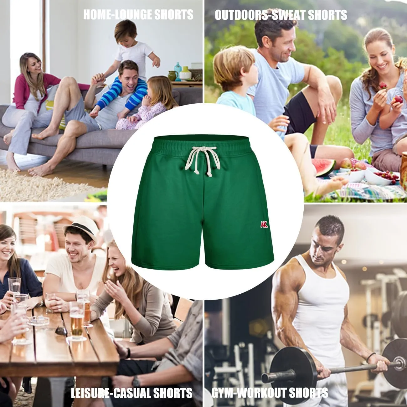 Arjen Kroos Men's Sweat Cotton Lounge Shorts with Pockets 7 Inch Running Shorts