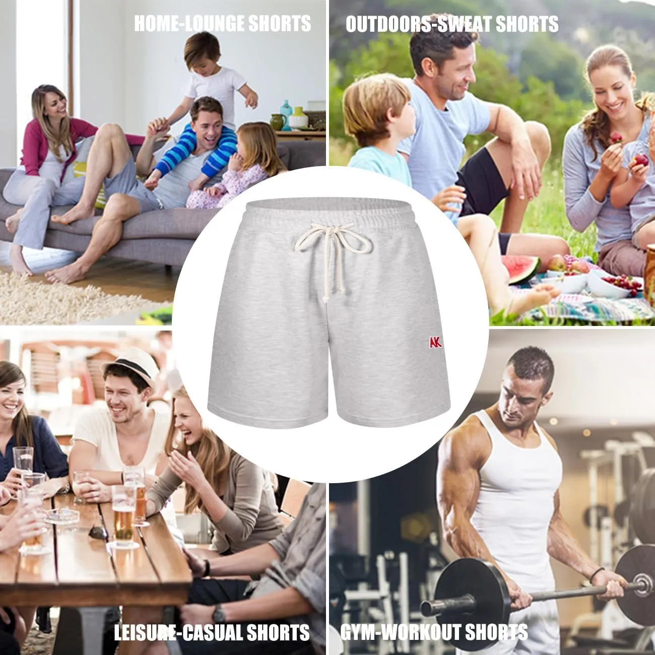 Arjen Kroos Men's Sweat Cotton Lounge Shorts with Pockets 7 Inch Running Shorts