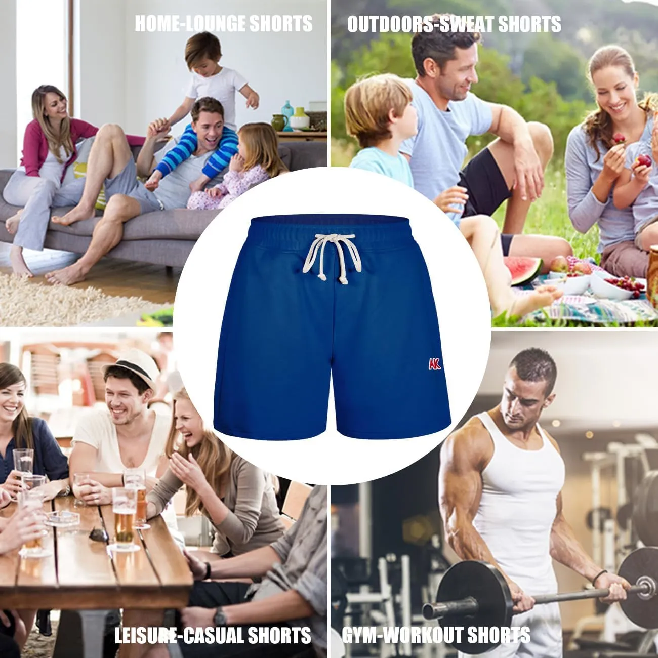 Arjen Kroos Men's Sweat Cotton Lounge Shorts with Pockets 7 Inch Running Shorts