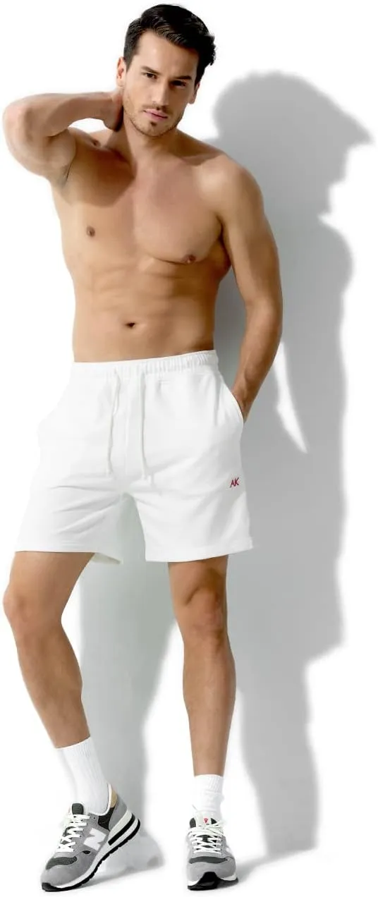 Arjen Kroos Men's Sweat Cotton Lounge Shorts with Pockets 7 Inch Running Shorts
