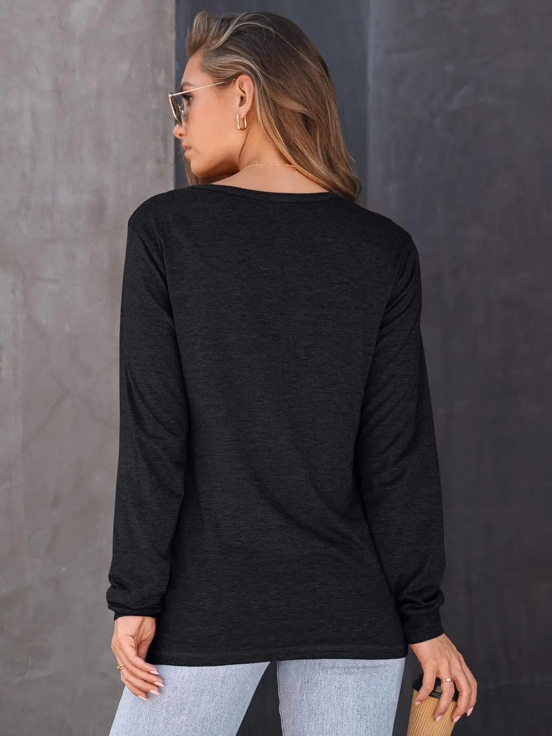 AUTOMET Women's Long Sleeve Shirts Casual Loose Fit Tees Solid Color Oversized Basic Tops Business Casual Outfits