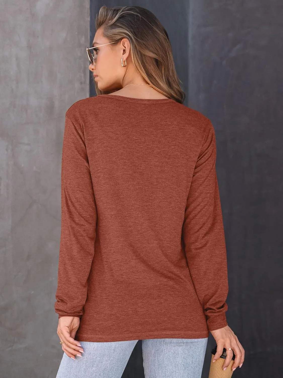 AUTOMET Women's Long Sleeve Shirts Casual Loose Fit Tees Solid Color Oversized Basic Tops Business Casual Outfits