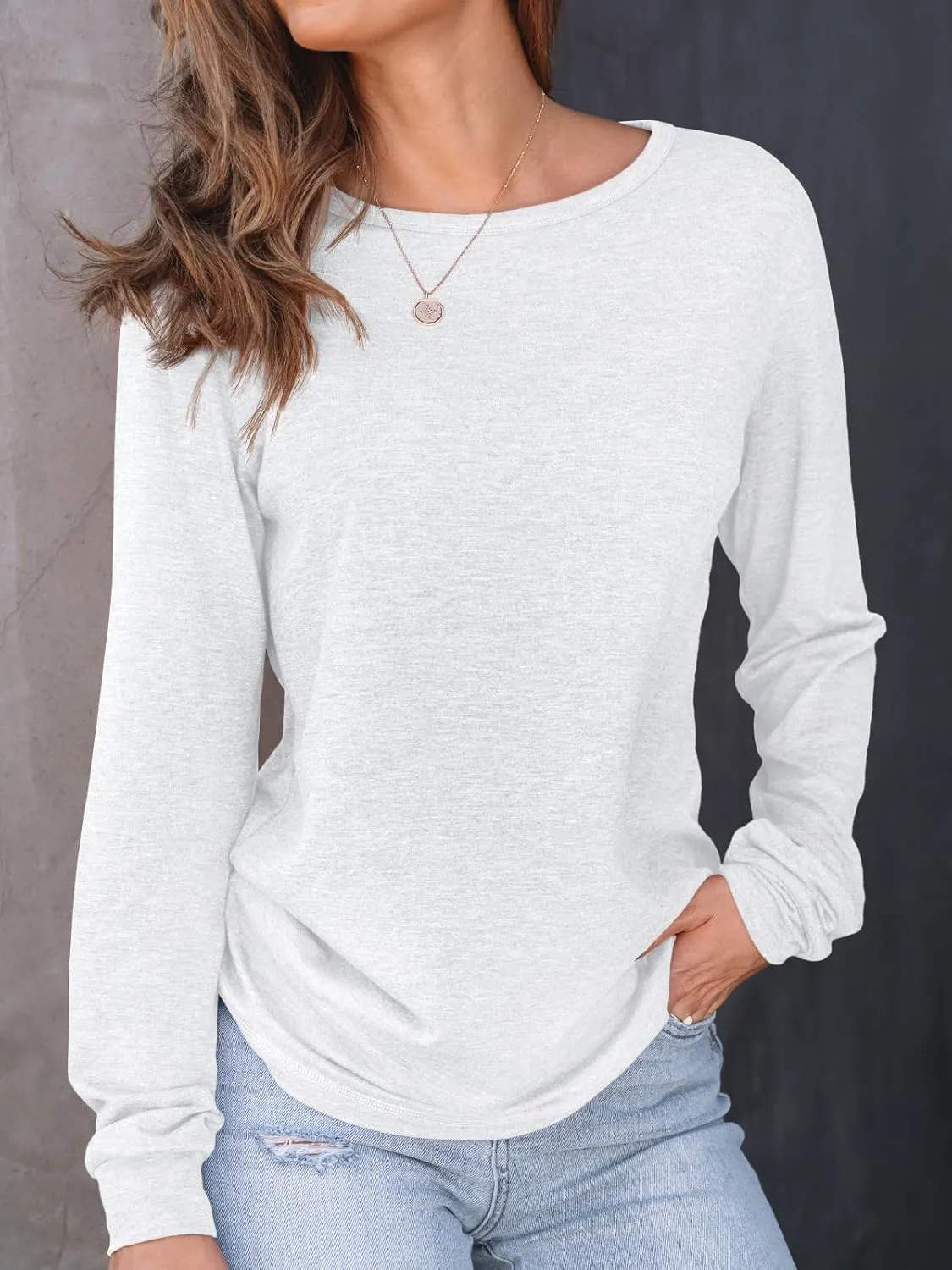 AUTOMET Women's Long Sleeve Shirts Casual Loose Fit Tees Solid Color Oversized Basic Tops Business Casual Outfits