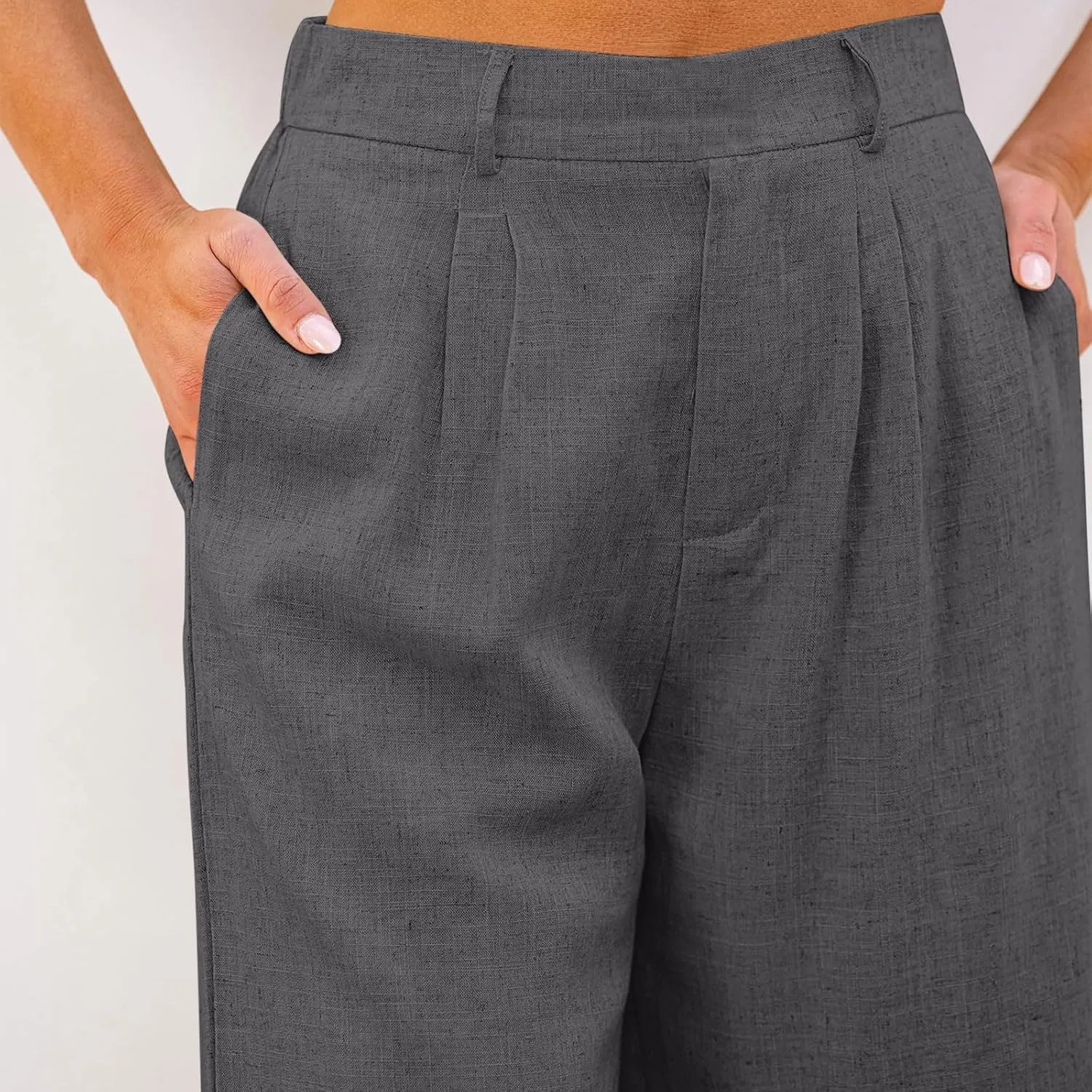 Bermuda Shorts for Women High Waisted Dressy Casual Linen Shorts Wide Leg Knee Length Summer Beach Shorts with Pocket