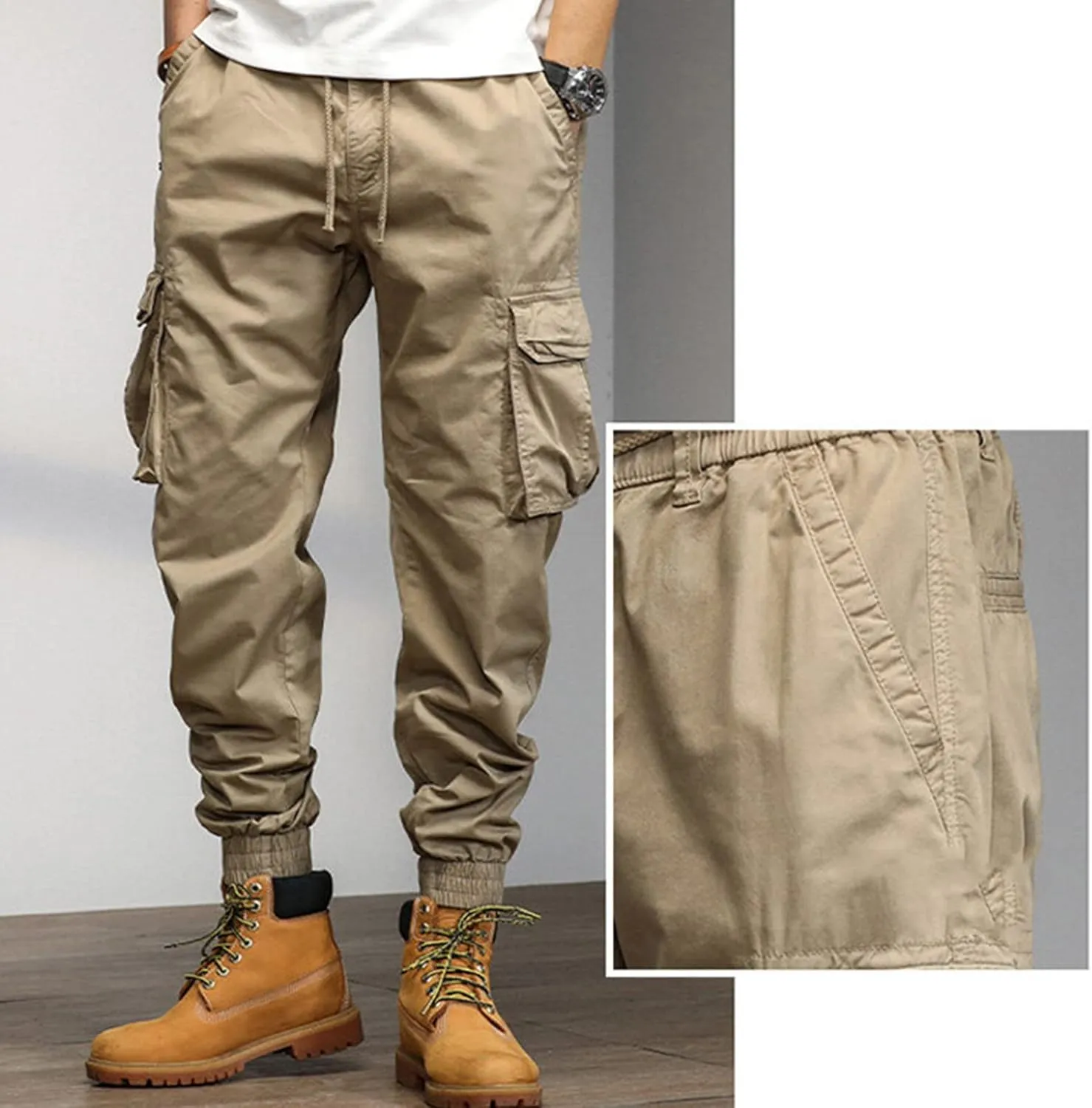 Big and Tall Men Cargo Jogger Sweat Pants Open Bottom Ripstop Hiking Work Pants Quick Dry Stretch Multi-Pockets
