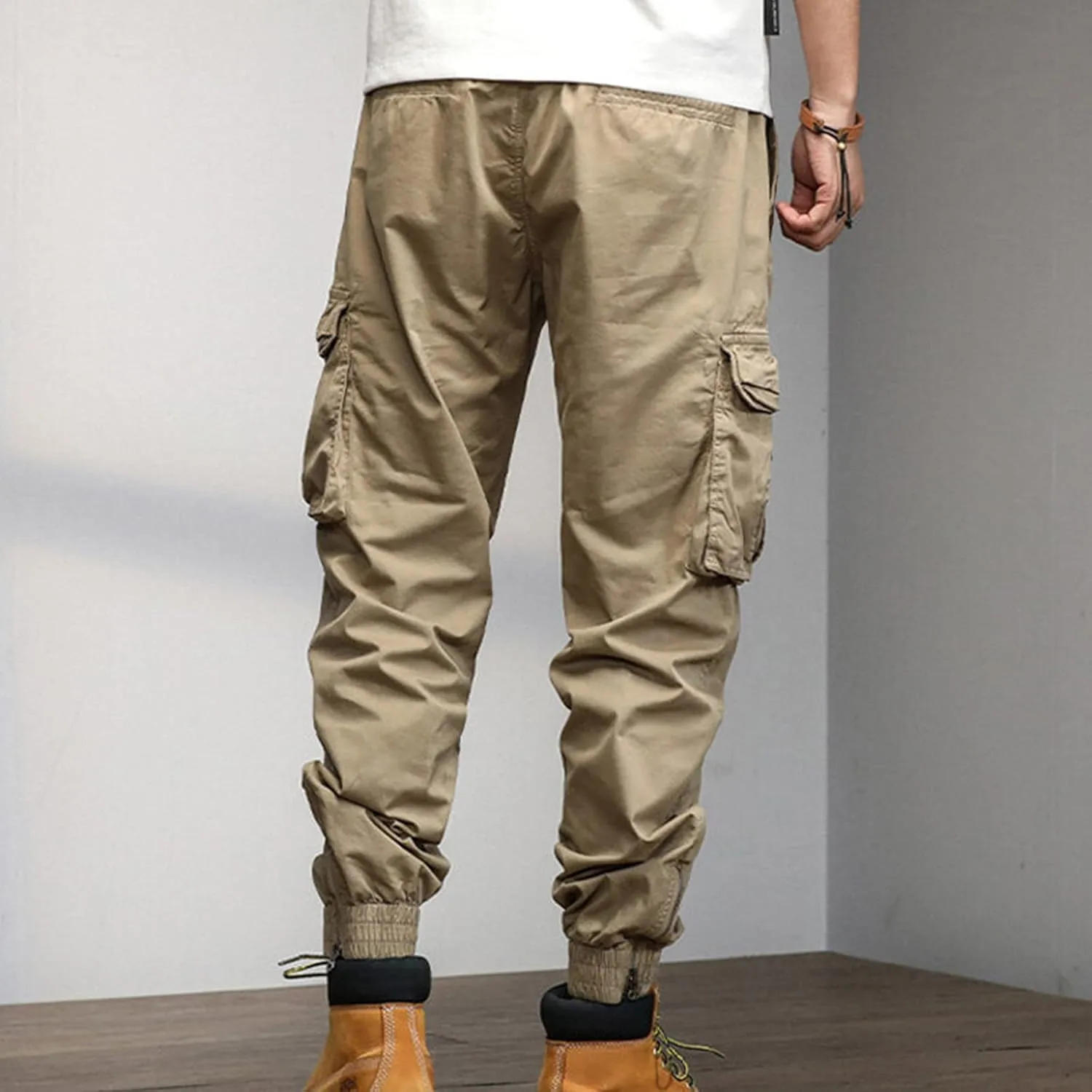 Big and Tall Men Cargo Jogger Sweat Pants Open Bottom Ripstop Hiking Work Pants Quick Dry Stretch Multi-Pockets