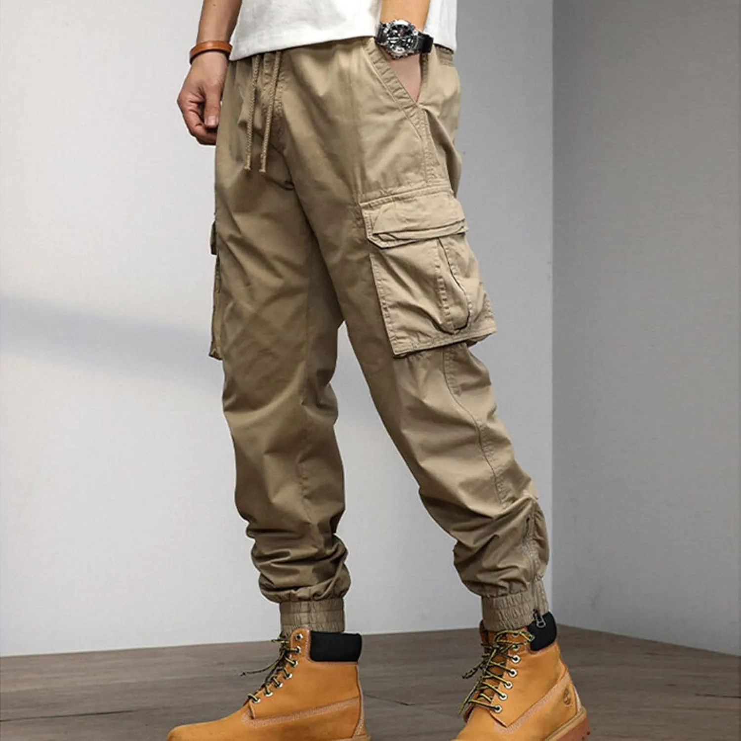 Big and Tall Men Cargo Jogger Sweat Pants Open Bottom Ripstop Hiking Work Pants Quick Dry Stretch Multi-Pockets