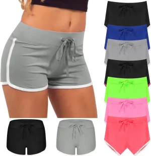Biker Shorts for Women Workout Running Shorts High Waisted Yoga Shorts Striped Sweat Shorts Casual Drawstring Shorts