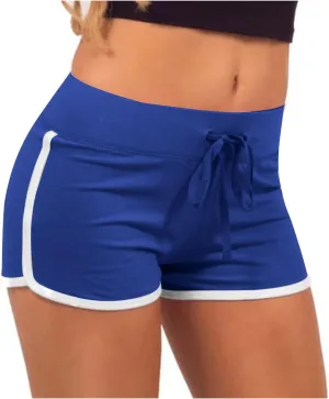 Biker Shorts for Women Workout Running Shorts High Waisted Yoga Shorts Striped Sweat Shorts Casual Drawstring Shorts