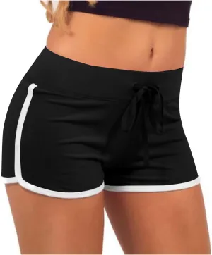 Biker Shorts for Women Workout Running Shorts High Waisted Yoga Shorts Striped Sweat Shorts Casual Drawstring Shorts