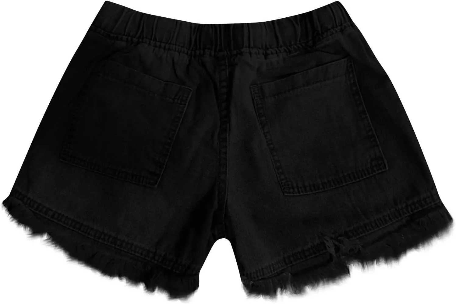 Binmer Womens Casual Drawstring Shorts Faux Denim Tassel Hem Lightweight Comfy Summer Elastic Waist Shorts Jeans with Pockets