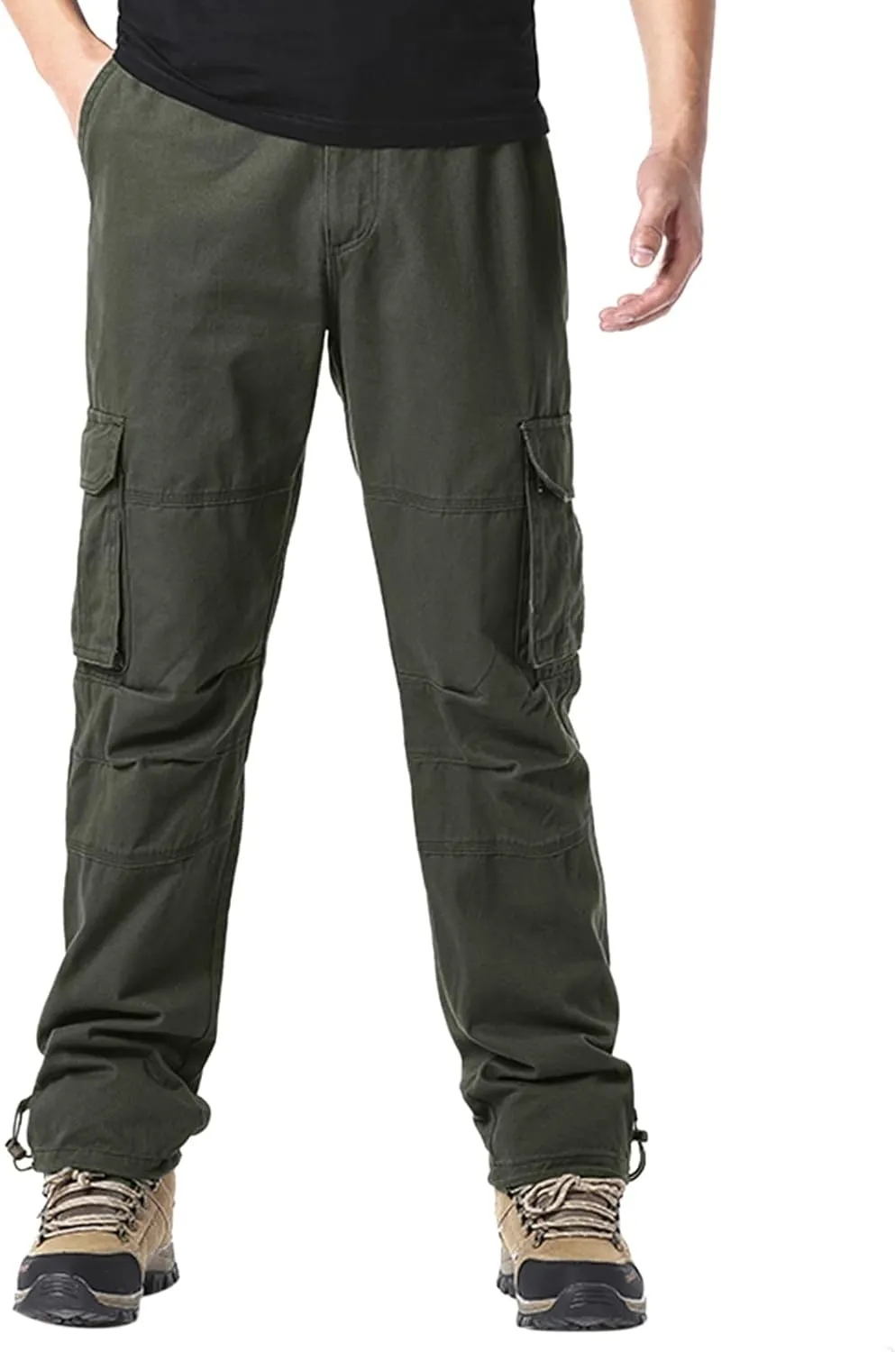 Cargo Jogger Pants for Men Big and Tall Elastic Bottom Ripstop Hiking Work Pants Classic Fit Multi Pockets Lightweight