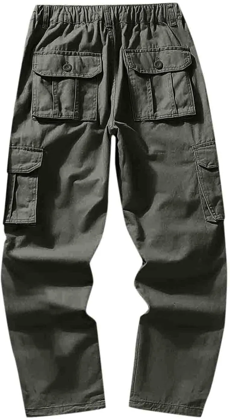 Cargo Jogger Pants for Men Big and Tall Elastic Bottom Ripstop Hiking Work Pants Classic Fit Multi Pockets Lightweight