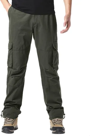 Cargo Jogger Pants for Men Big and Tall Elastic Bottom Ripstop Hiking Work Pants Classic Fit Multi Pockets Lightweight