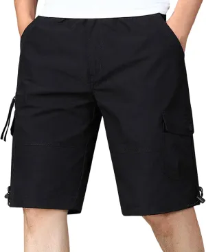 Cargo Shorts for Men Casual Multiple Pockets Solid Color Short Pants Slim Flowy Comfy Leisure Hiking Half Pants