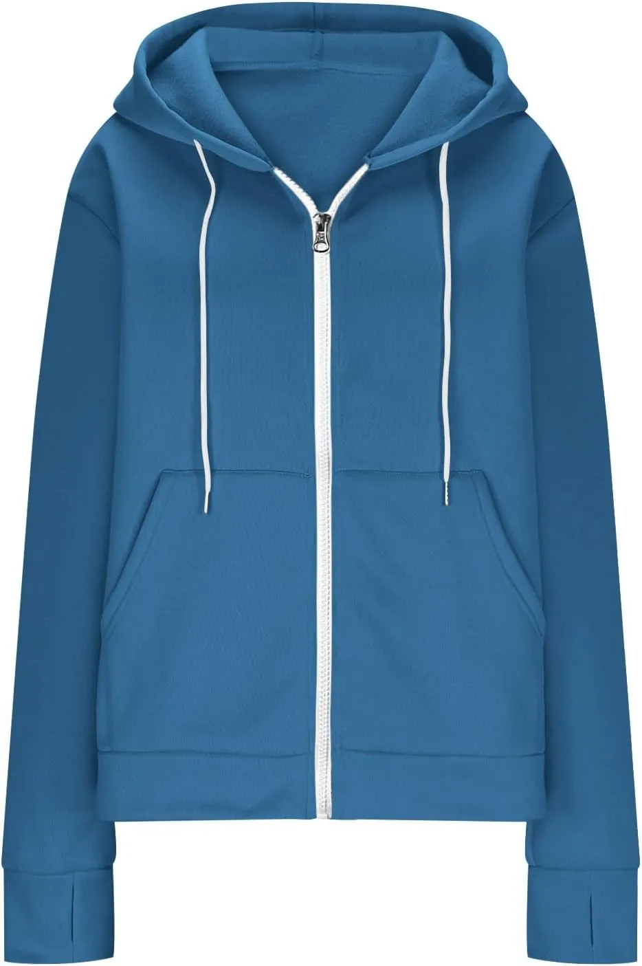 Casual Oversized Hoodies for Women Full Zip Long Sleeve Athletic Hooded Jackets 2024 Fall Drawstring Sweatshirts Tops
