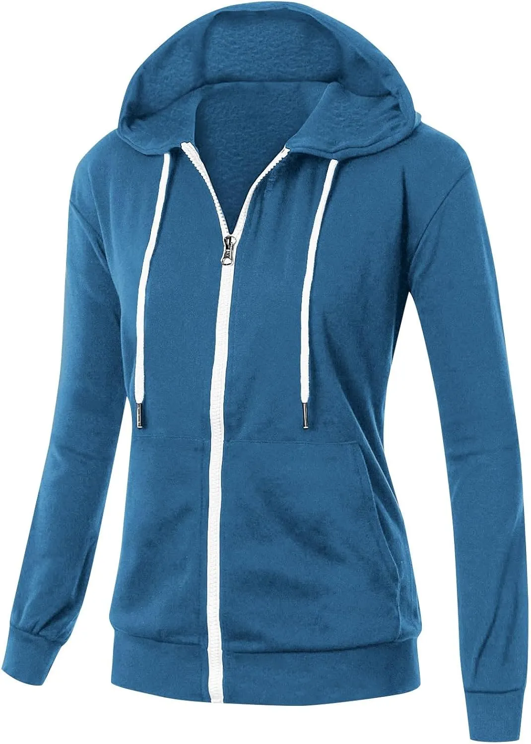 Casual Oversized Hoodies for Women Full Zip Long Sleeve Athletic Hooded Jackets 2024 Fall Drawstring Sweatshirts Tops