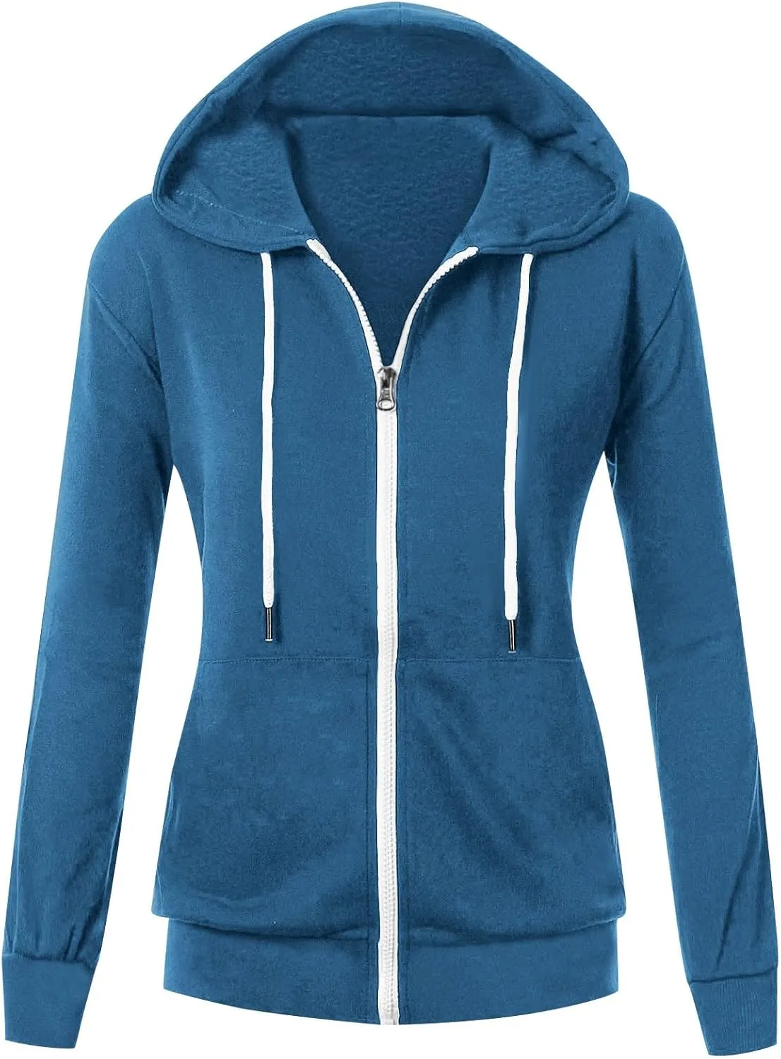 Casual Oversized Hoodies for Women Full Zip Long Sleeve Athletic Hooded Jackets 2024 Fall Drawstring Sweatshirts Tops