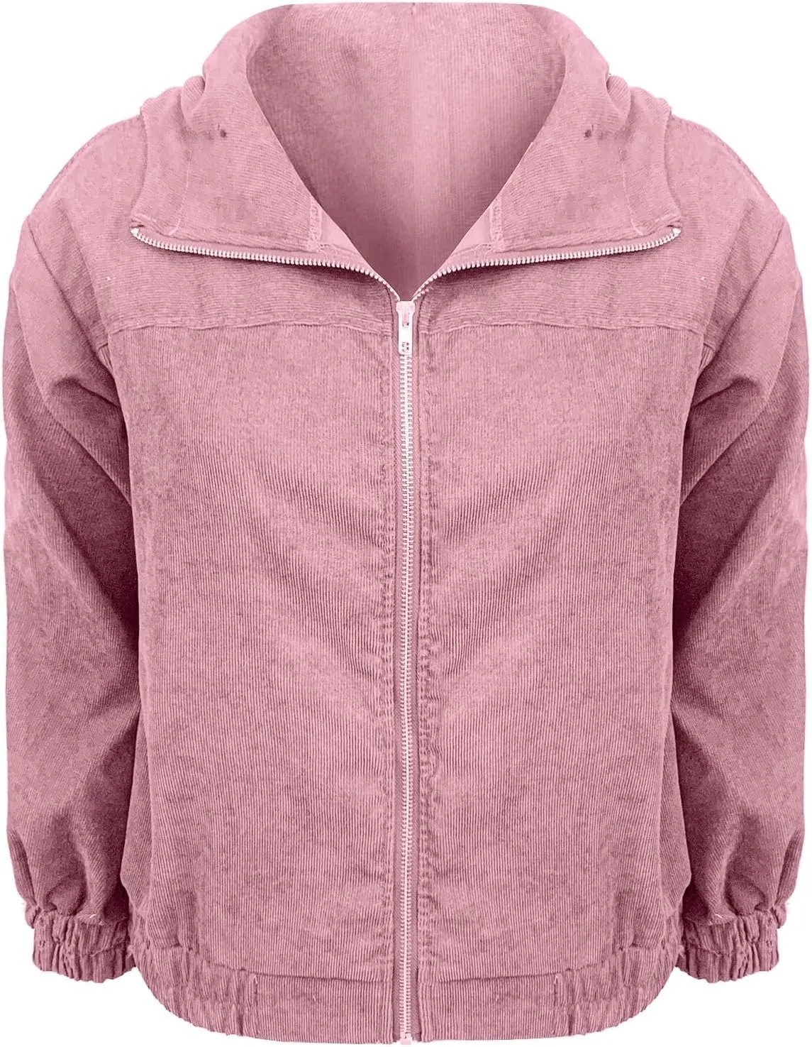 Casual Oversized Shacket Jacket for Women Corduroy Long Sleeve Zip Up Hoodies Hooded Jackets with Pocket Coat Outwear