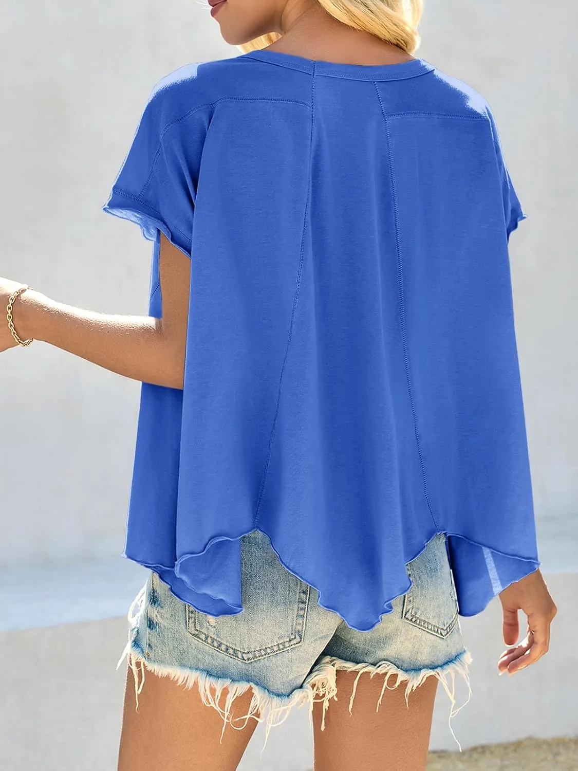 Cicy Bell Women Oversized Batwing Short Sleeve Tops Summer Irregular Hem Casual T Shirts Loose Fit Tees