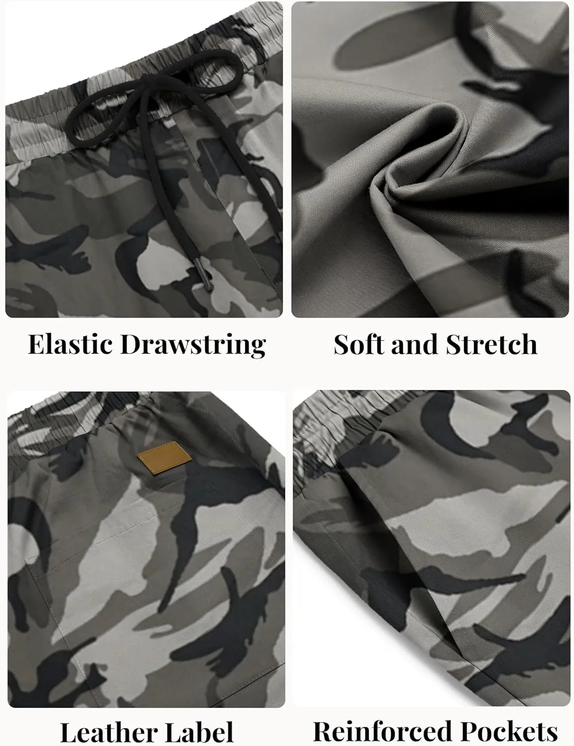 COOFANDY Men's Casual Shorts Cotton Elastic Waist Drawstring Shorts Lightweight Summer Beach Shorts