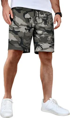 COOFANDY Men's Casual Shorts Cotton Elastic Waist Drawstring Shorts Lightweight Summer Beach Shorts