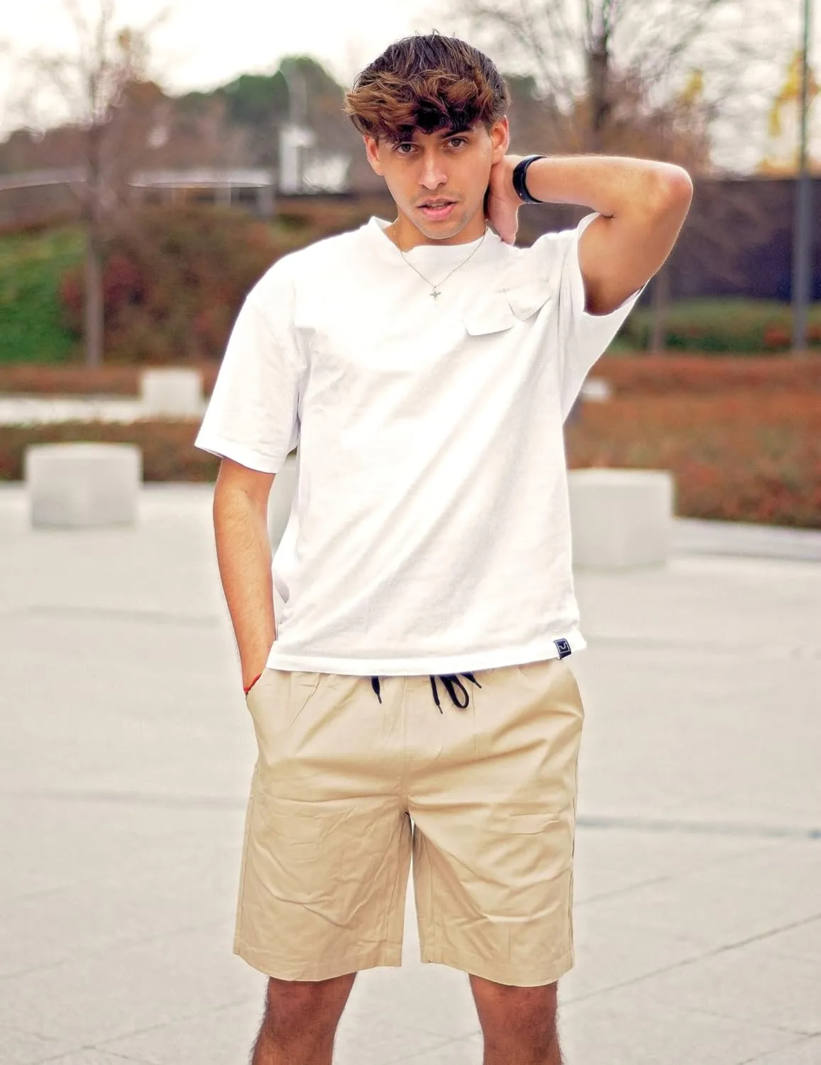 COOFANDY Men's Casual Shorts Cotton Elastic Waist Drawstring Shorts Lightweight Summer Beach Shorts