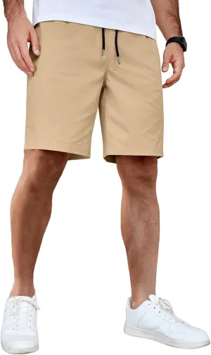COOFANDY Men's Casual Shorts Cotton Elastic Waist Drawstring Shorts Lightweight Summer Beach Shorts