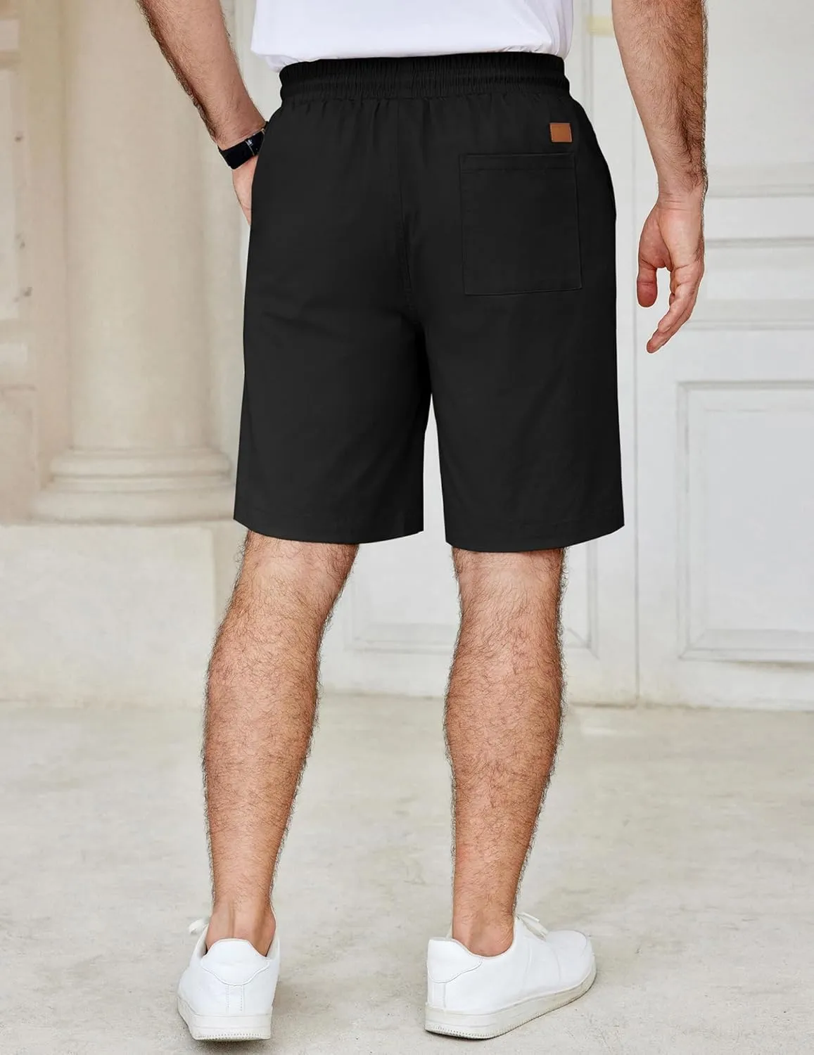 COOFANDY Men's Casual Shorts Cotton Elastic Waist Drawstring Shorts Lightweight Summer Beach Shorts
